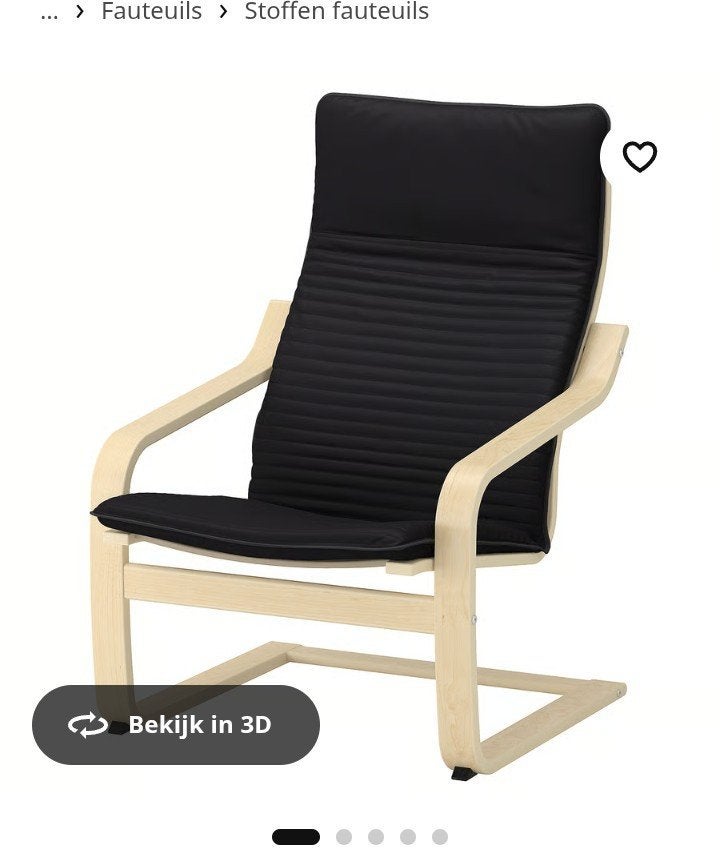 IKEA POÄNG Fauteuil en Voetenbank - Zwart/Hout, Huis en Inrichting, Banken | Voetenbanken en Poefen, Modern, Scandinavisch, Zo goed als nieuw