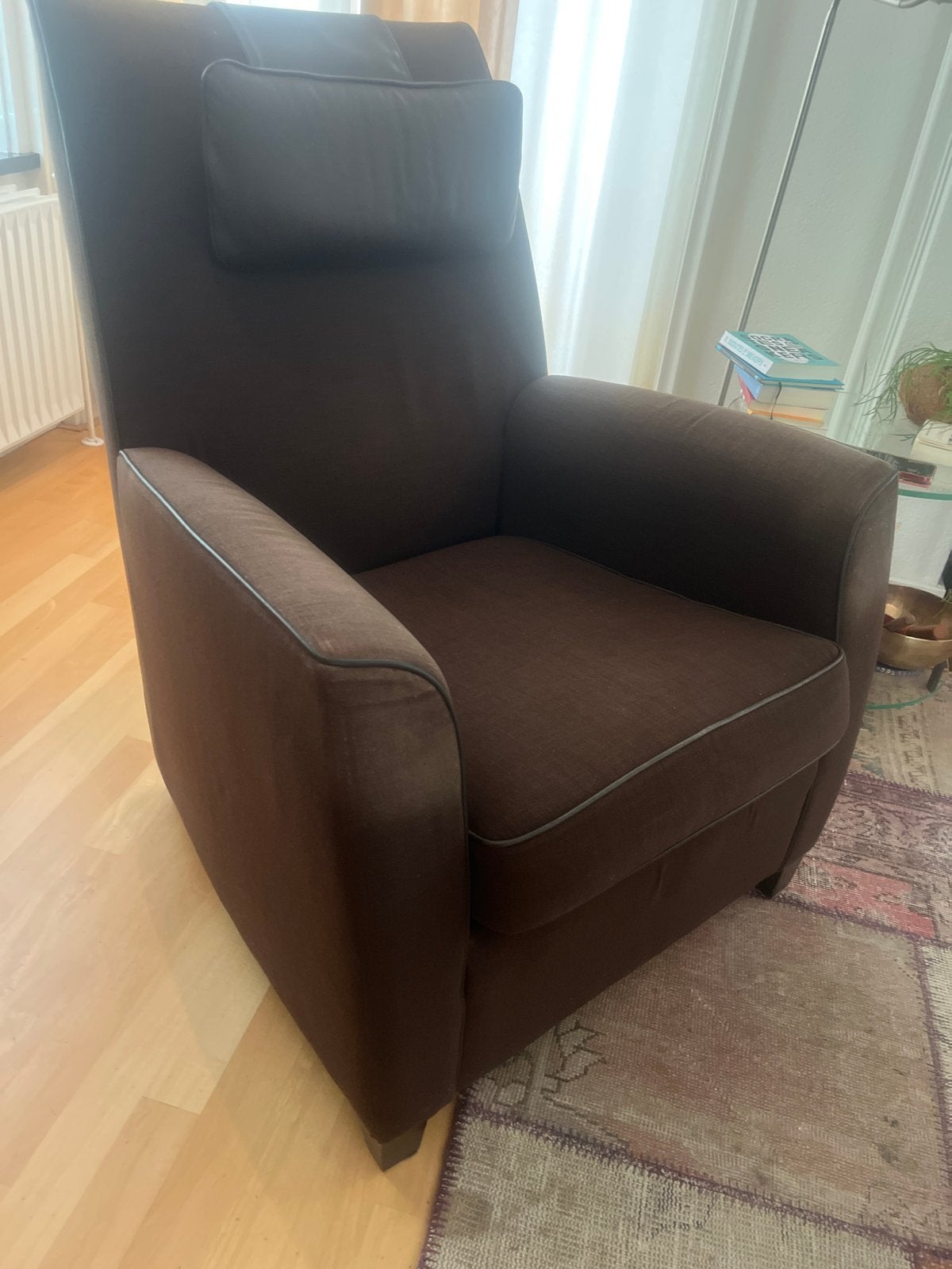Luxe designfauteuil BENCH! (Havee Meubelen) met nekkussen, Huis en Inrichting, Ophalen, Gebruikt, Leer, 75 tot 100 cm