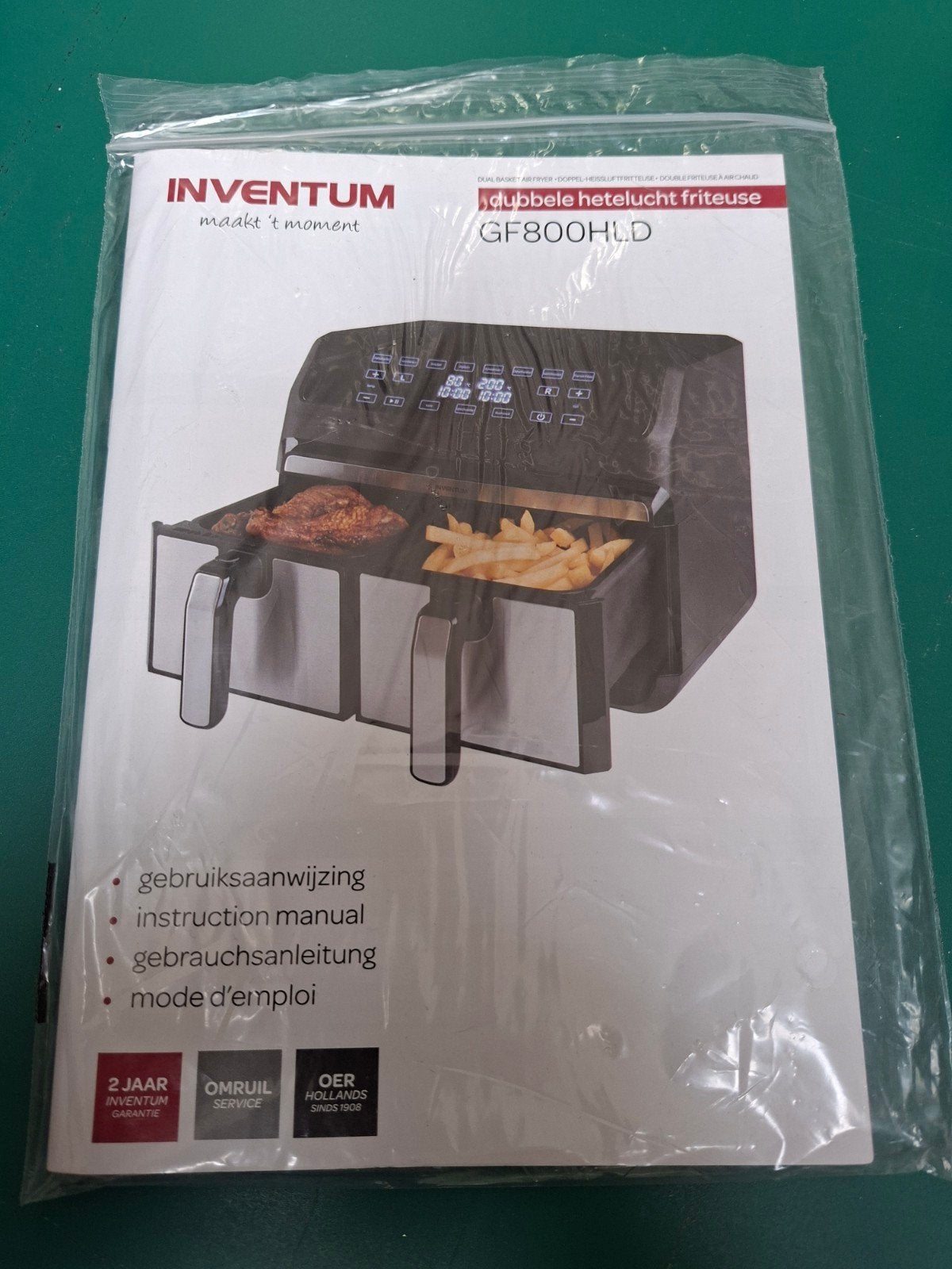 Inventum GF800HLD Dubbele Heteluchtfriteuse Airfryer, Ophalen of Verzenden, Zo goed als nieuw, Airfryer, 1500 gram of meer