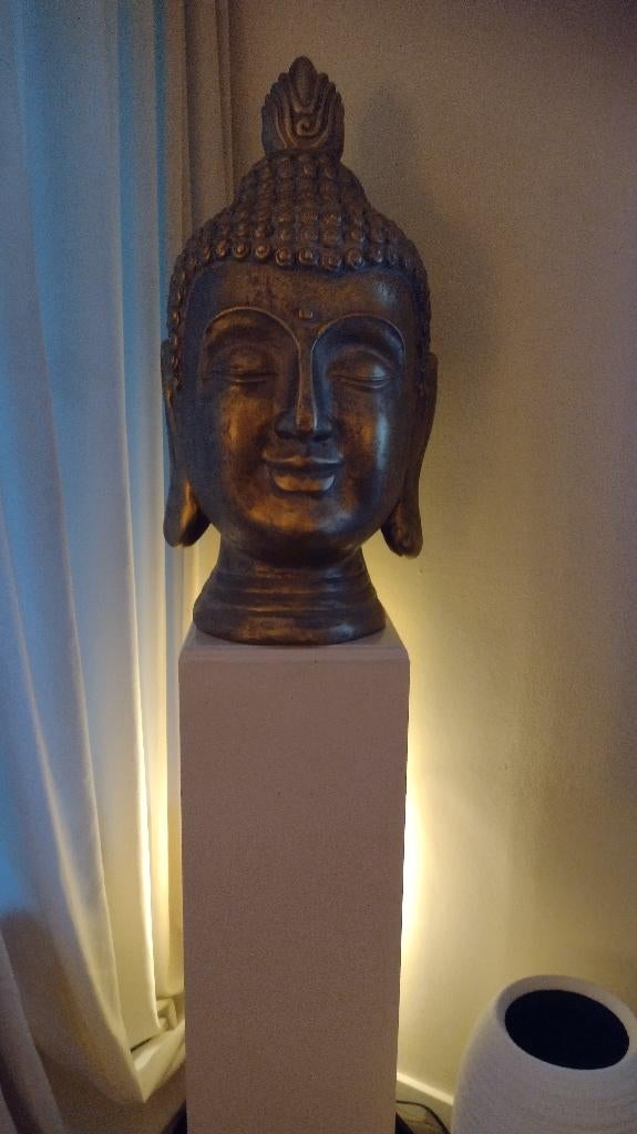 Grote Bronzen Boeddha beeld kunststeen, Huis en Inrichting, Woonaccessoires | Boeddhabeelden, Ophalen, Zo goed als nieuw
