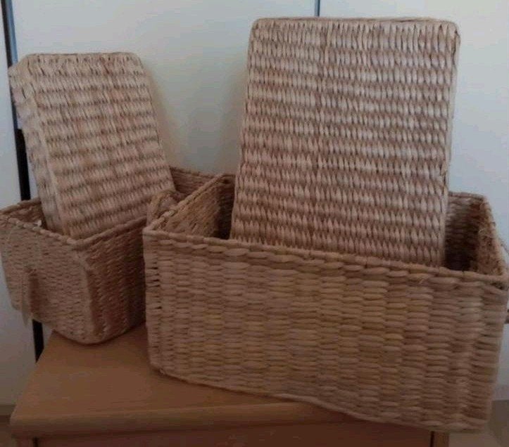 Rieten manden + nog een  gratis rieten mandje erbij, Met handvat, Natuurlijk materiaal, Lectuurbak, Ophalen of Verzenden