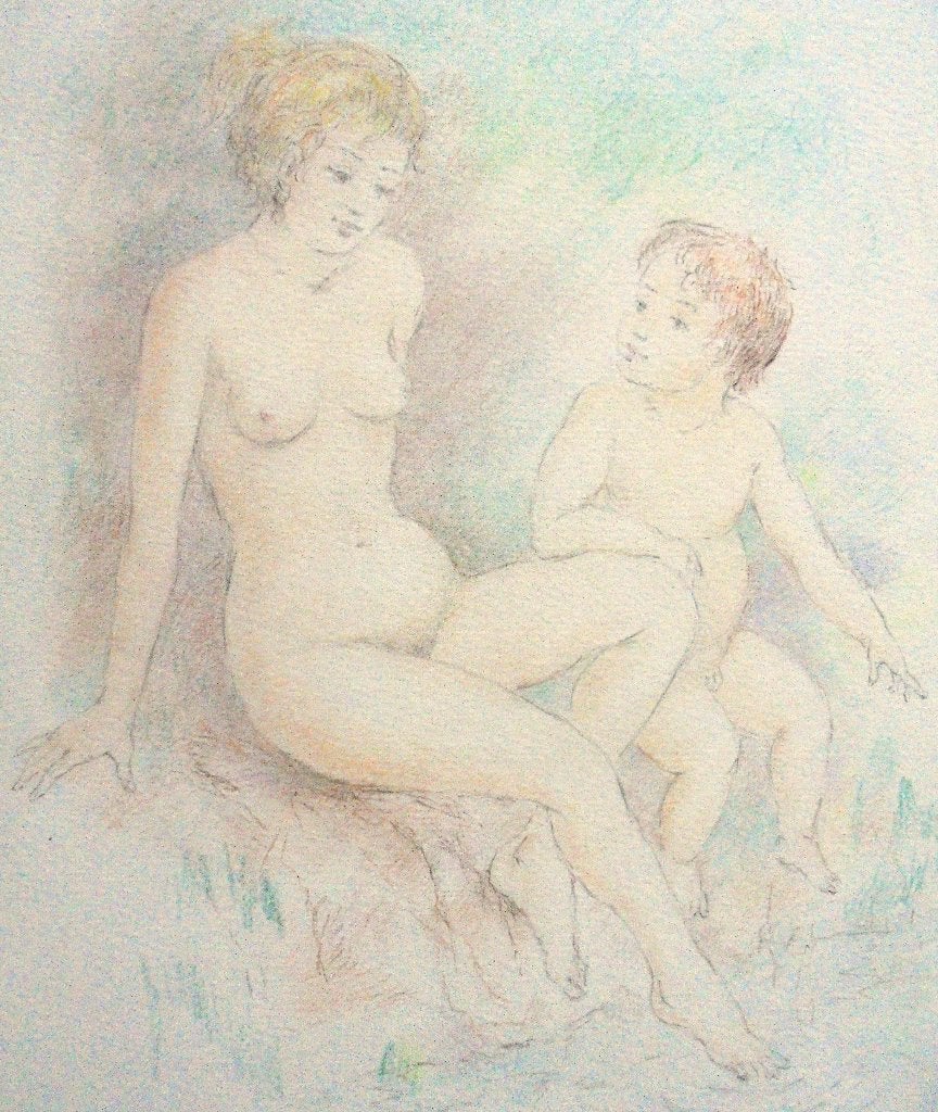 Albert Robbe.1943.Moeder met kind.Surrealisme.Prachtig kleur, Ophalen of Verzenden