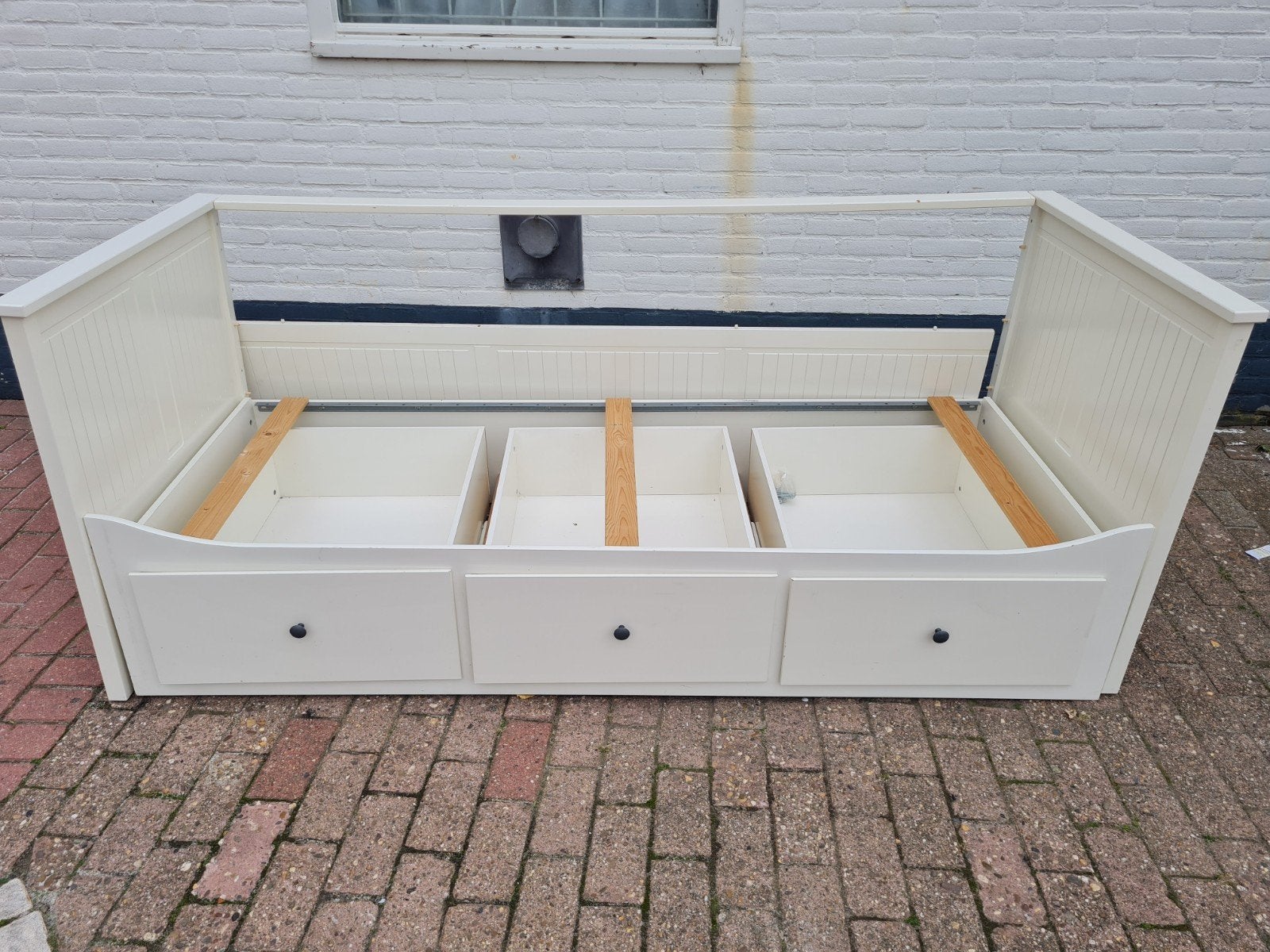 IKEA Hemnes bedbank met 3 lades - Wit 80x200 cm, Gebruikt, Wit, Tweepersoons, Ophalen of Verzenden