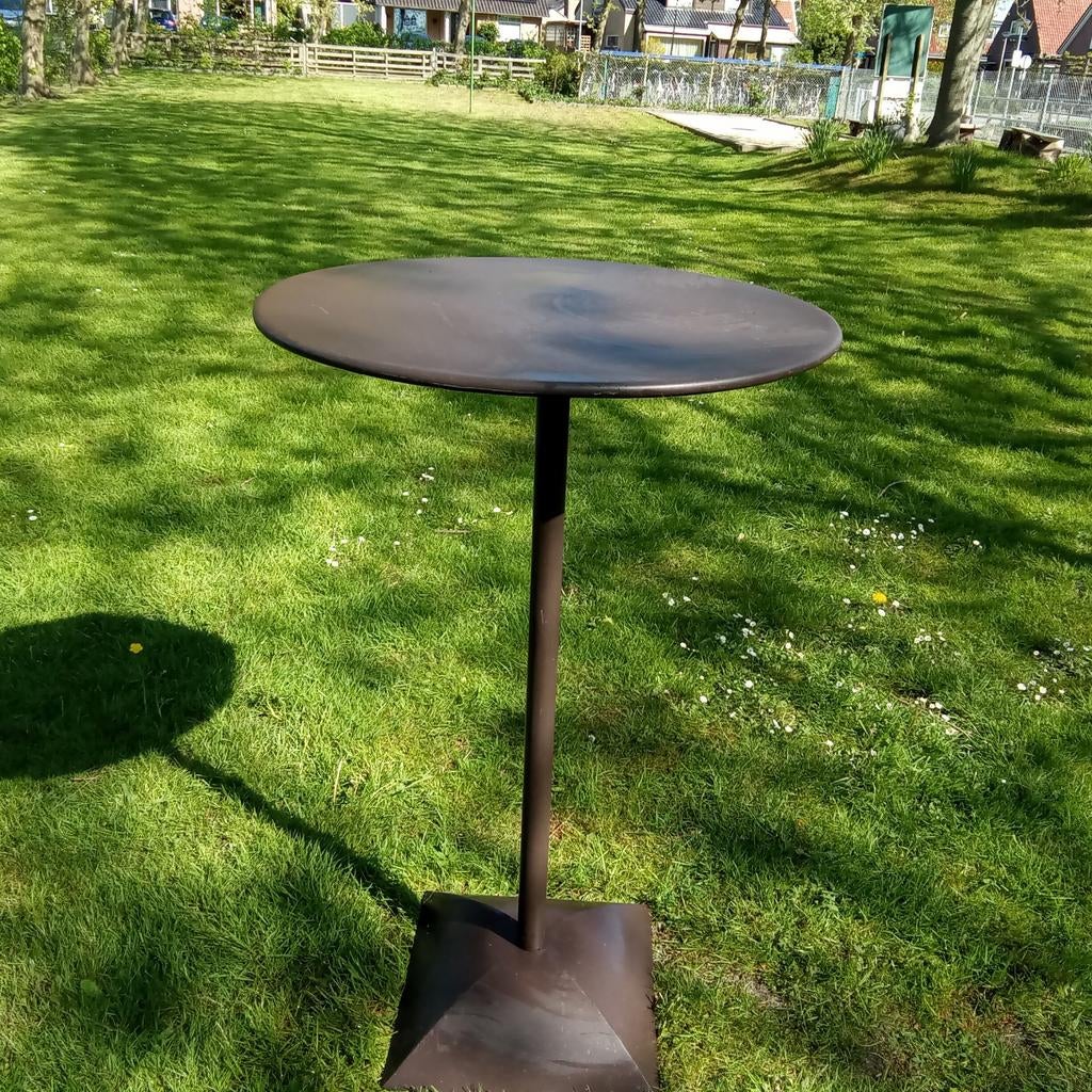 Stalen statafel rond, 109cm hoog, 40x40cm voet, Huis en Inrichting, Tafels | Statafels, Ophalen of Verzenden, Gebruikt