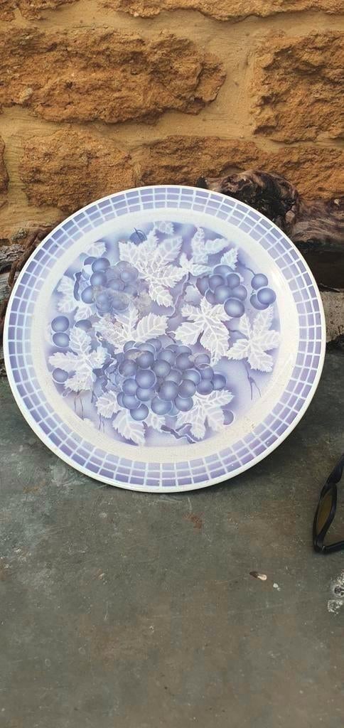 fraai groot paars lila taart plateau druivendecor NIMY, Antiek en Kunst, Ophalen of Verzenden
