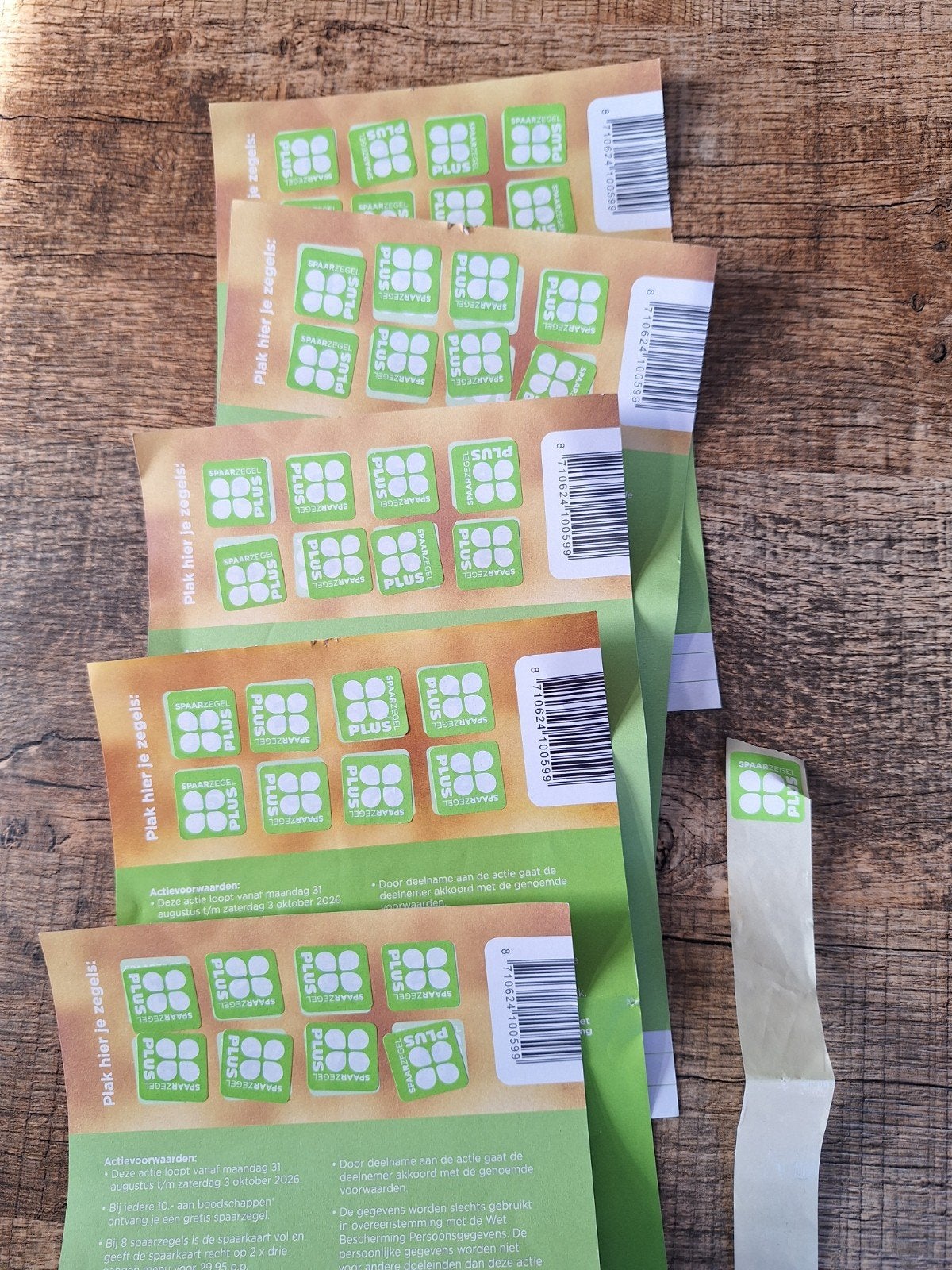 PLUS spaarkaart voor 10x drie gangen menu. 5 kaarten a 2 per, Hobby en Vrije tijd, Ophalen of Verzenden, Winkel, Super of Benzinepomp