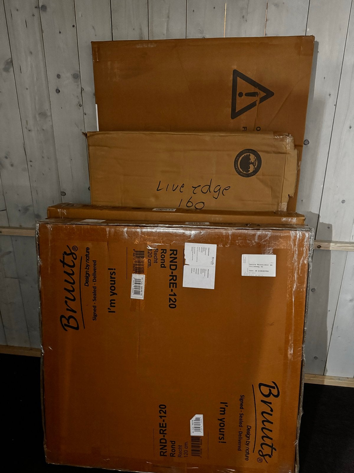 Massieve acaciahouten tafelbladen - Nieuw in doos, Huis en Inrichting, Ophalen, 100 tot 150 cm, Rond, Nieuw