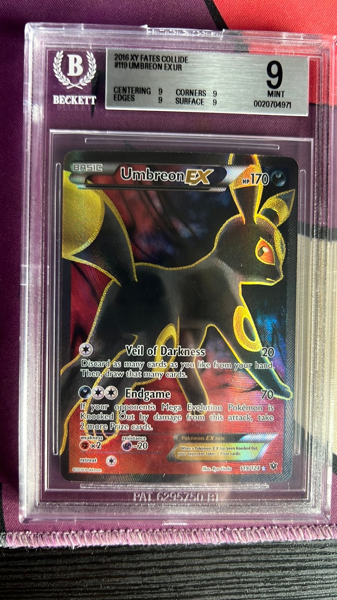 Beckett 9 2016 #119 XY Fates Collide Full Art Umbreon EX, Ophalen of Verzenden, Nieuw, Overige typen