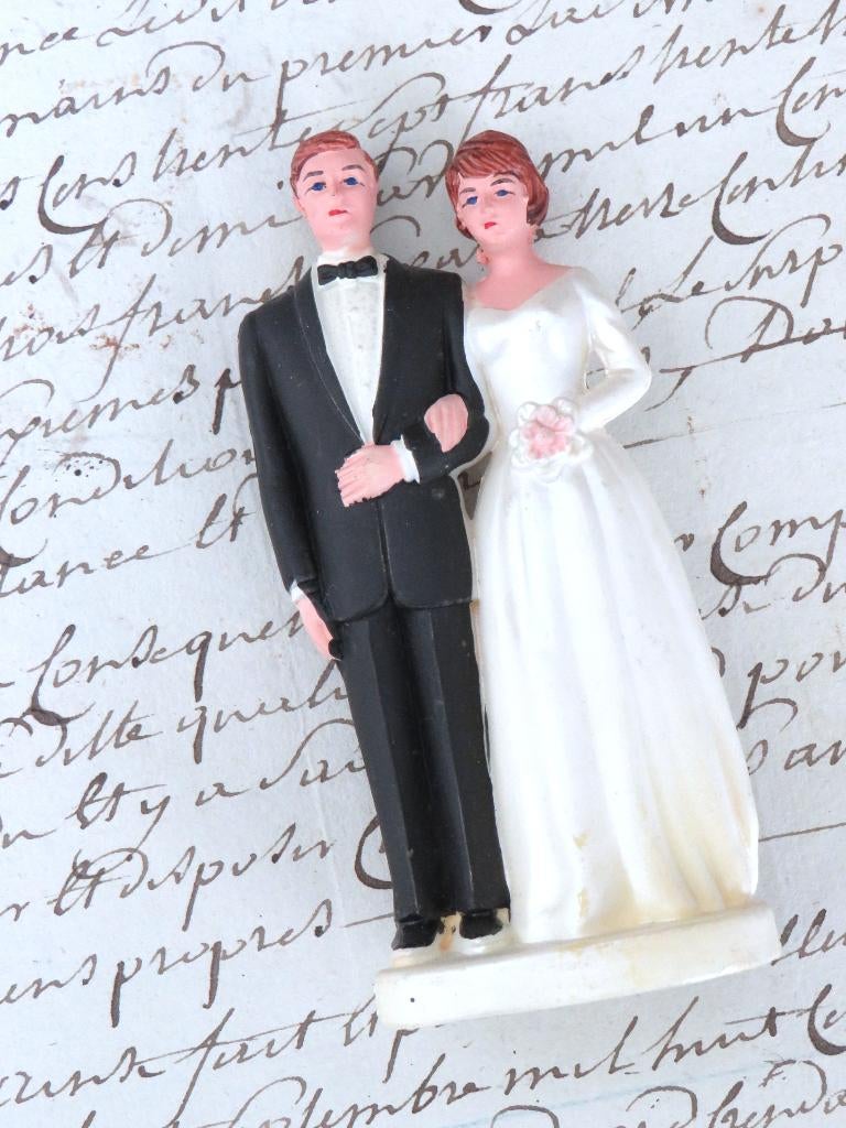 Vintage taarttopper “Bruidspaar”, Ophalen of Verzenden