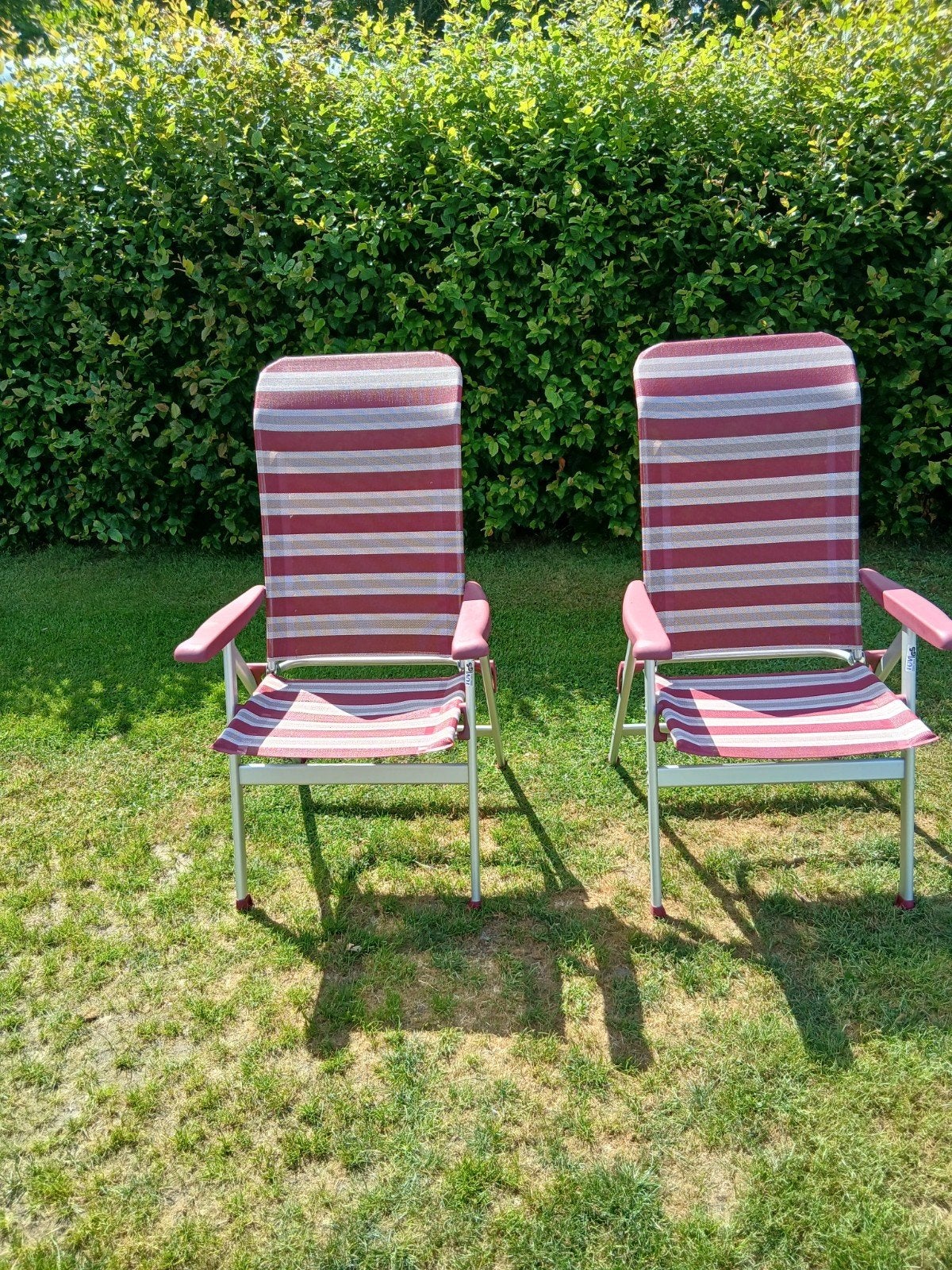 2x stoel en voetenbankjes, Ophalen, Zo goed als nieuw, Campingstoel