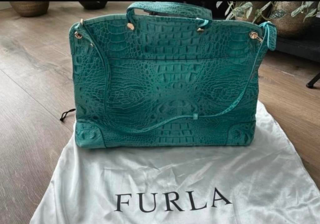 Furla tas, Sieraden, Tassen en Uiterlijk, Tassen | Damestassen, Ophalen of Verzenden, Gebruikt, Groen, Handtas