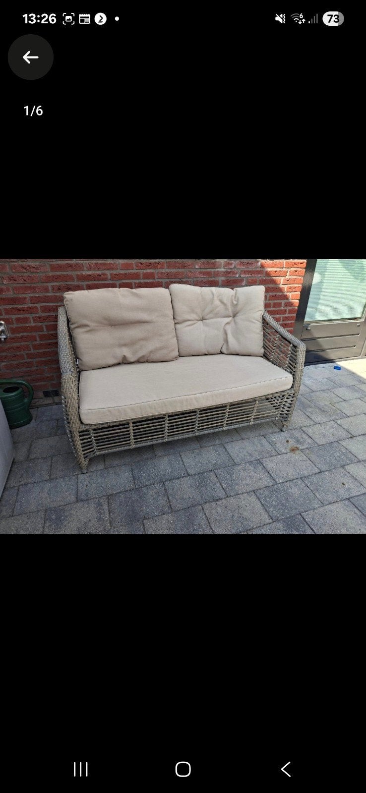 Hartman Wicker Tuinbank met Kussens - gebruikt, Tuin en Terras, Ophalen of Verzenden, Gebruikt, Wicker