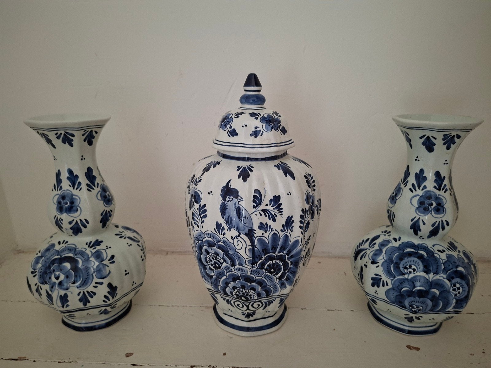 Delfts Blauw Vaas en Pot Set - Handgeschilderd Holland, Ophalen