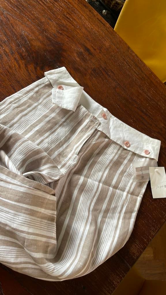 Just Be linnen damesbroek mt 36 met krt nieuw vintage, Wit, Nieuw, Ophalen of Verzenden, Maat 36 (S)