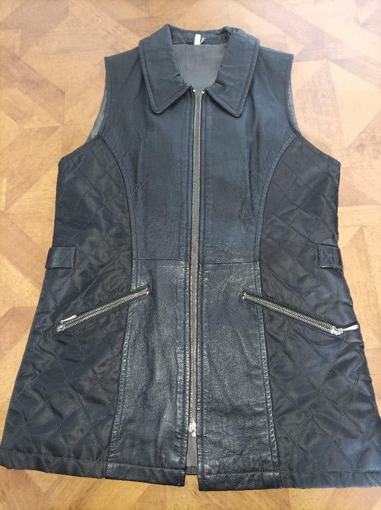 Sideway leren gilet maat M, Zwart, Ophalen of Verzenden, Zo goed als nieuw, Maat 38/40 (M)