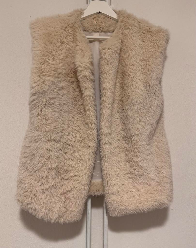 Mooie beige faux fur bodywarmer, Ophalen of Verzenden, Zo goed als nieuw, Maat 38/40 (M), Beige