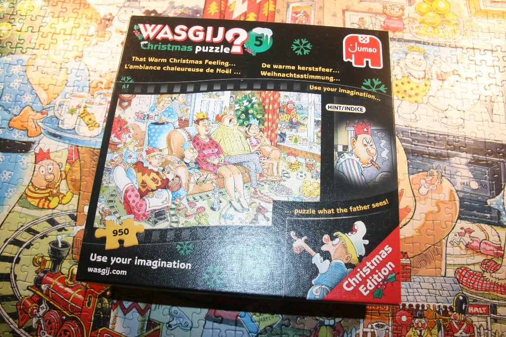 Legpuzzel Wasgij? kerst 5 - Warme kerstsfeer - 950 stukjes, Ophalen of Verzenden, 500 t/m 1500 stukjes, Zo goed als nieuw