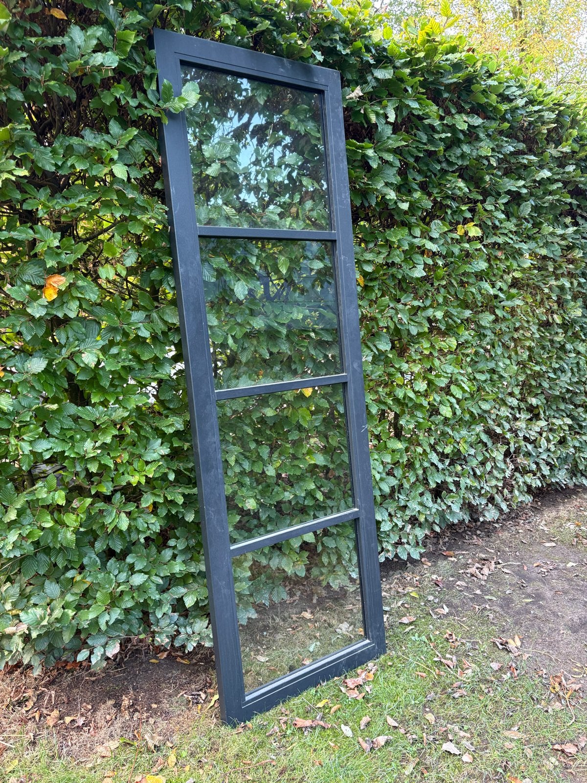 Zwarte houten binnendeur met glas, 230x93 cm, Doe-het-zelf en Verbouw, Ophalen, 80 tot 100 cm, 215 cm of meer, Binnendeur