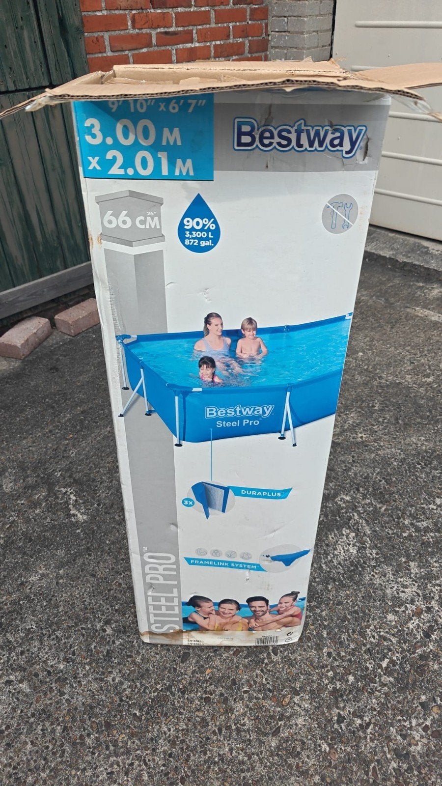 Bestway Steel Pro Zwembad 300x201 cm - Zo goed als nieuw, Ophalen, 200 tot 300 cm, Vierkant, Zo goed als nieuw