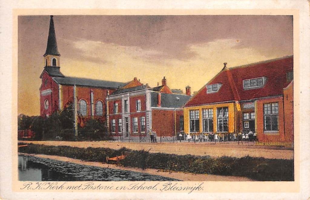 Bleiswijk R.K. kerk Pastorie en School 1929 Zoetermeer, Ophalen of Verzenden, 1920 tot 1940, Gelopen, Zuid-Holland