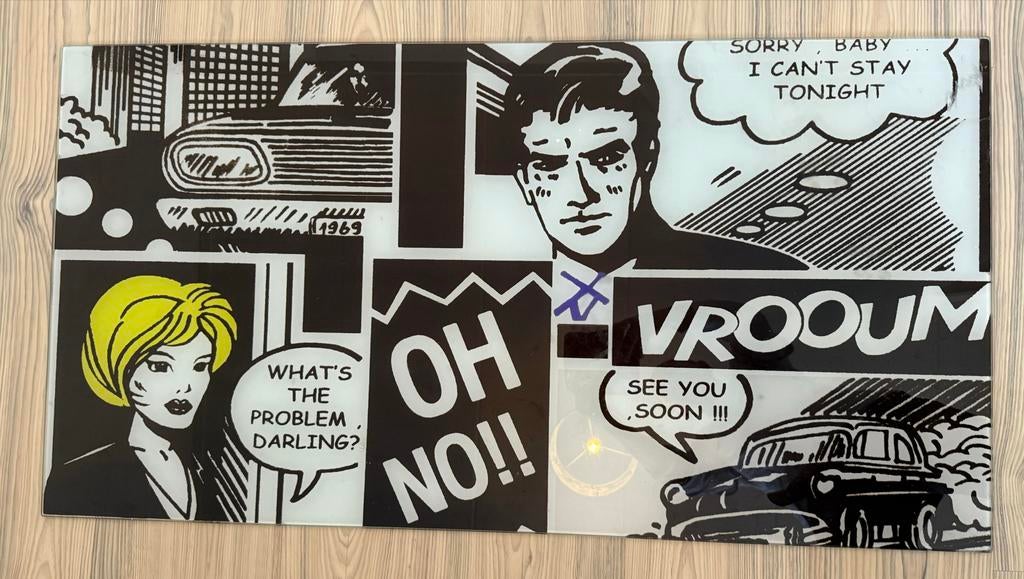 Popart prent op glas, Ophalen of Verzenden