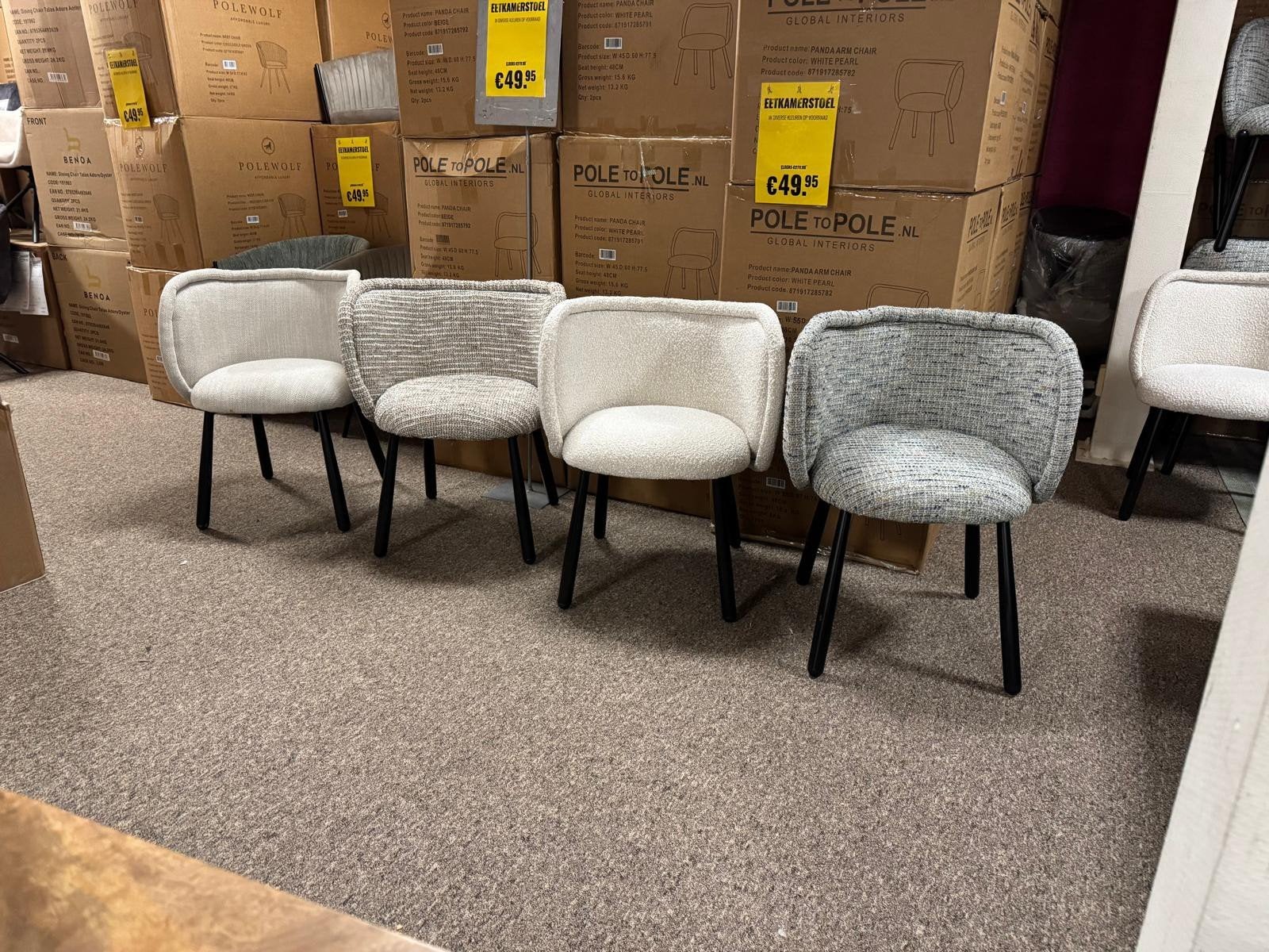 Teddy eetkamerstoelen nu €49,95, Verzenden, Nieuw, Wit, Vier