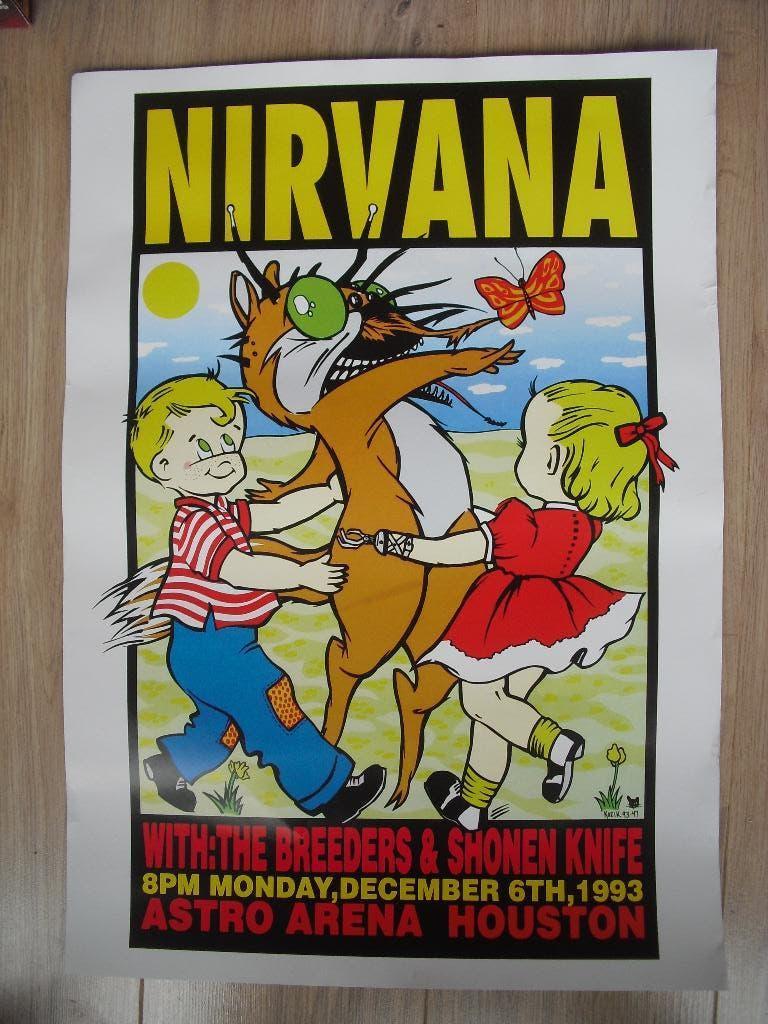 Poster Nirvana Houston Breeders Frank Kozik 1993 Astro Arena, Verzamelen, Ophalen of Verzenden, Gebruikt, A1 t/m A3, Muziek