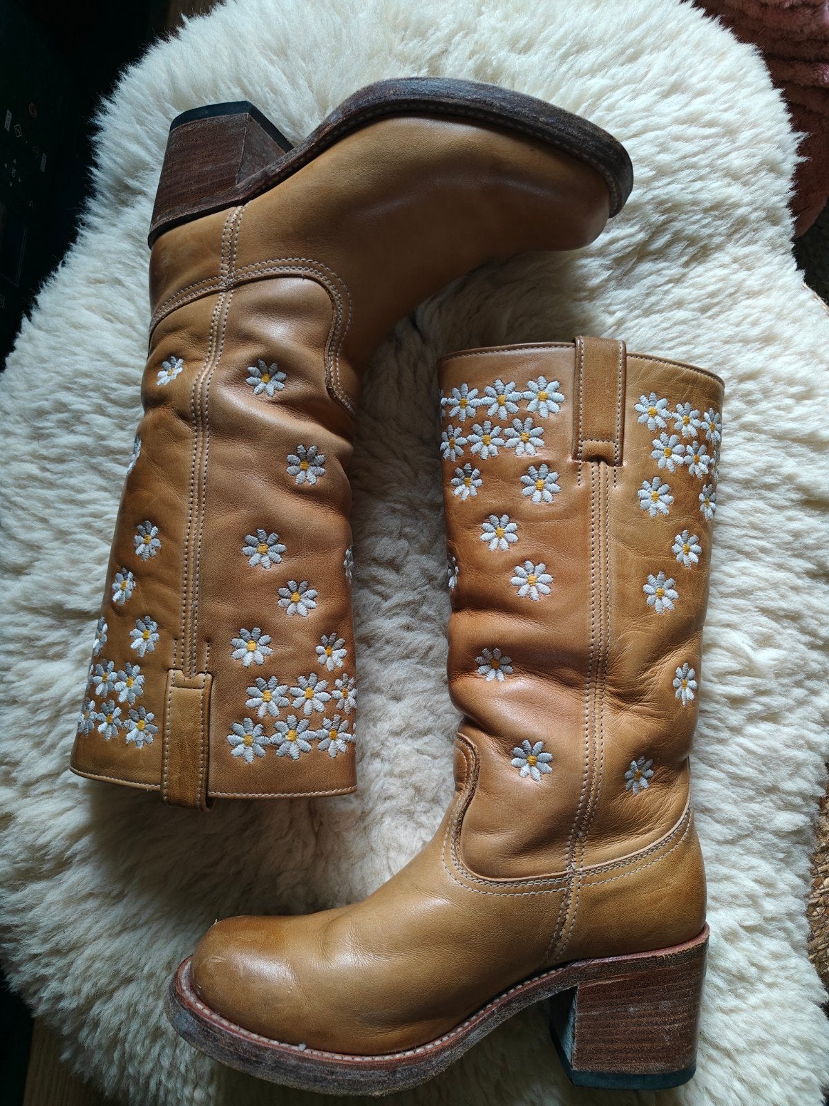 Sendra floral boots maat 38,5/39, Bruin, Verzenden, Zo goed als nieuw, Hoge laarzen