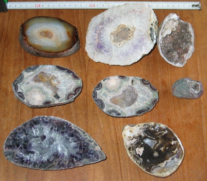8 x geode mooie geslepen stenen diverse prachtige mineralen, Ophalen, Mineraal