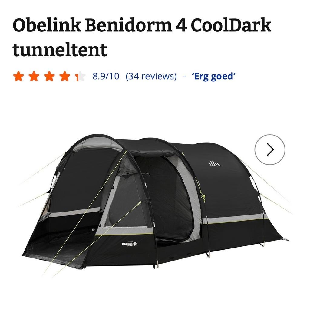 Obelink Benidorm 4 CoolDark NIEUW, Caravans en Kamperen, Tenten, Ophalen, Nieuw, Tot en met 4