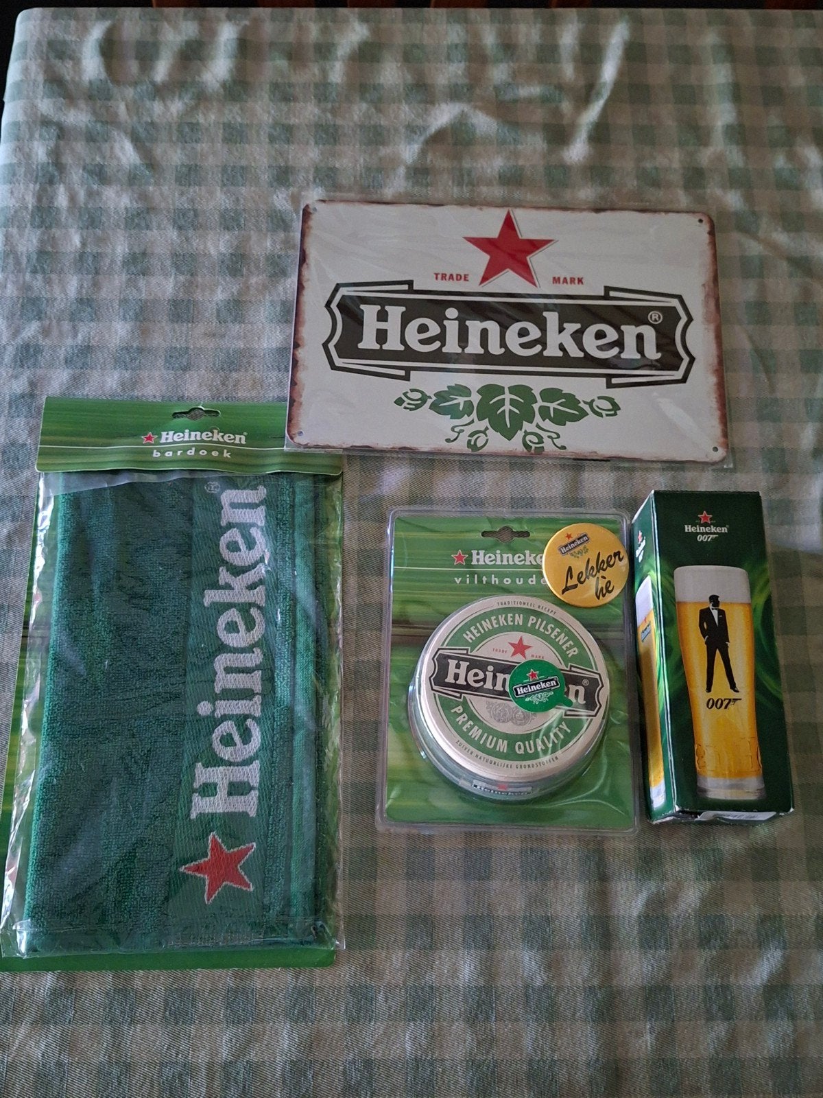 Heineken glas, viltjes, button, bordje, bardoek, Ophalen of Verzenden, Nieuw, Overige typen, Heineken