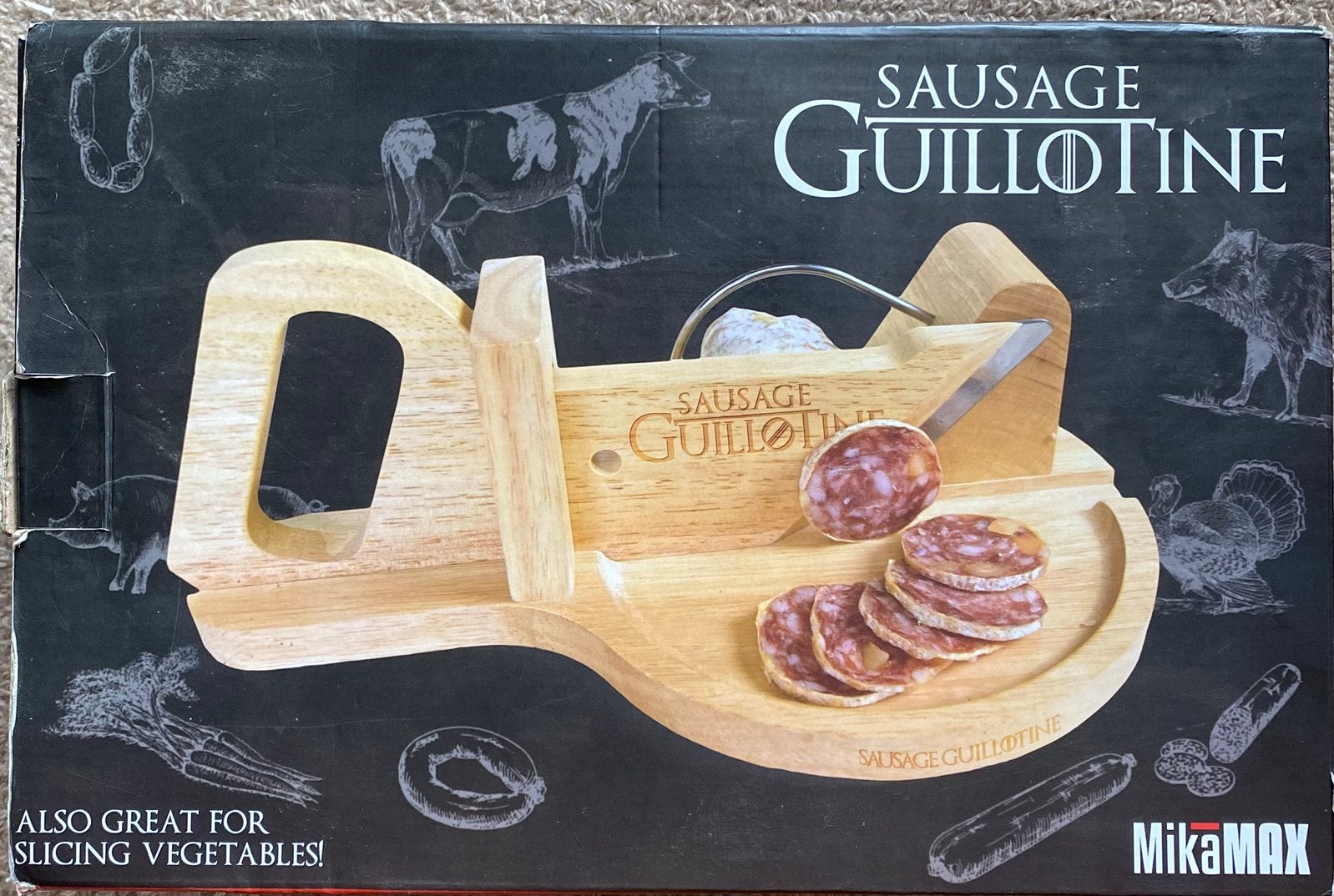 MikaMAX Worst/Sausage Guillotine - Worstsnijder - NIEUW, Beige, Hout, Snij-/serveerplank, Nieuw