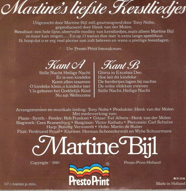 Martine Bijl - (met o.a. Rob Franken) -Reclame Presto Print, Ophalen, Gebruikt, Overige formaten, Jazz