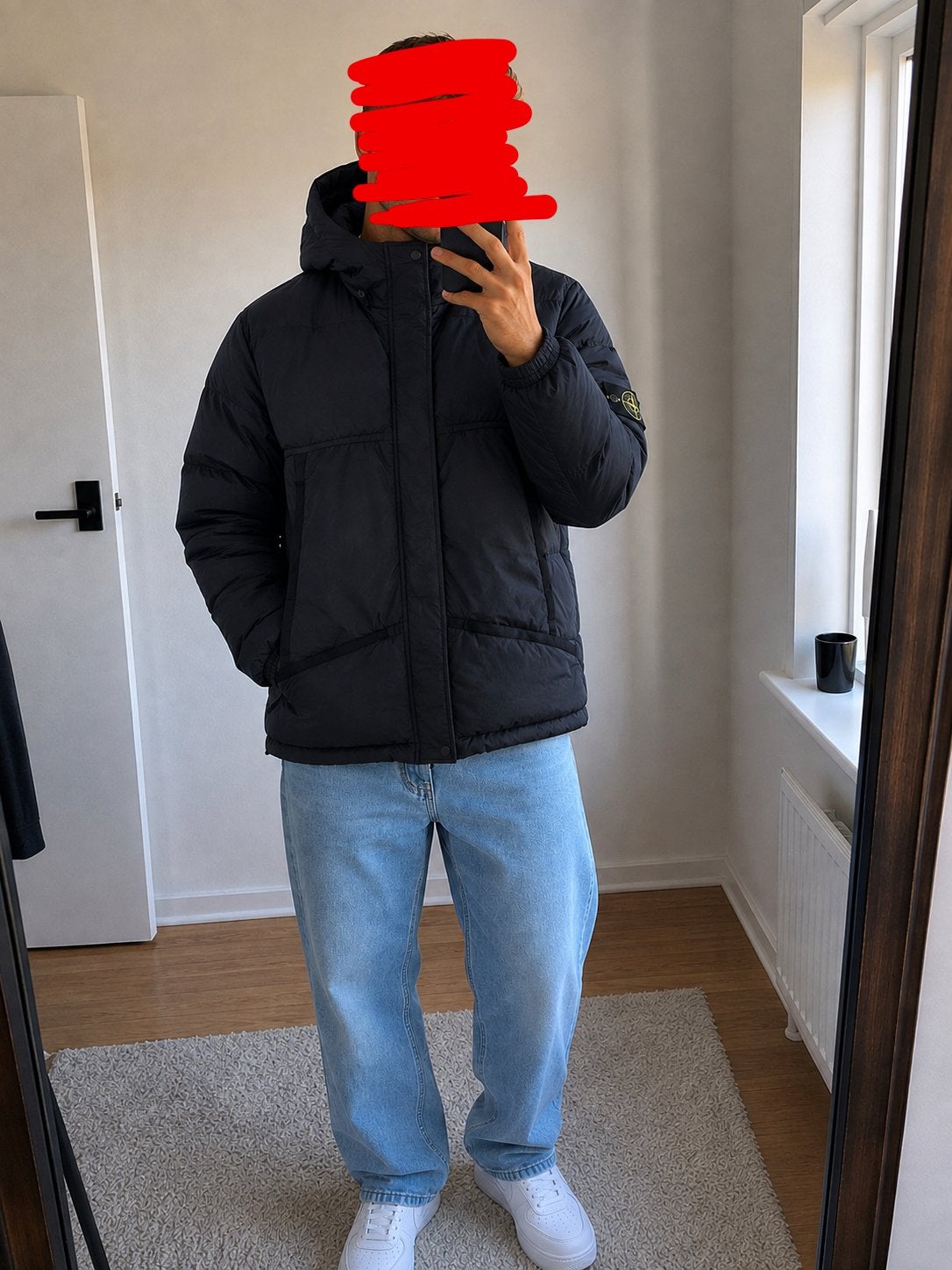 Stone Island 44508 Nylon Metal Down-TC donsjas Ink maat S, Ophalen of Verzenden, Gedragen, Maat 46 (S) of kleiner, Blauw