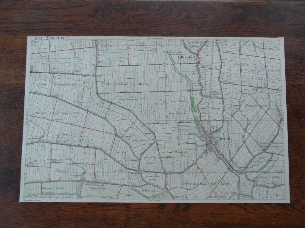 stafkaart  strijen  cillaarshoek  1890?  de klem  schuring, Ophalen of Verzenden, Zo goed als nieuw
