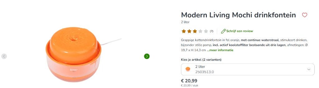 Mochi drinkfontein kat, Ophalen of Verzenden, Nieuw