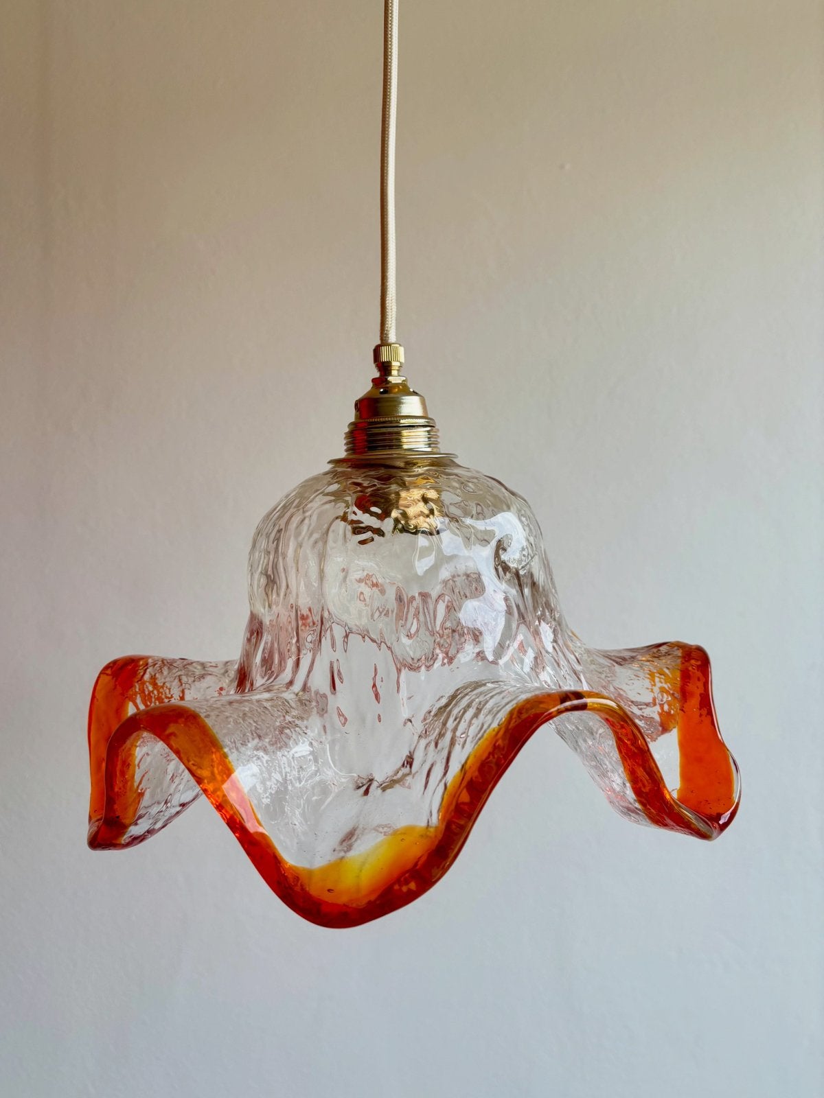Vintage hanglamp, Murano stijl, E27 (groot), Ophalen of Verzenden, Glas