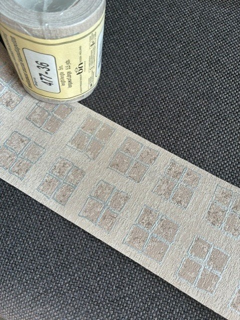 behangrand taupe met zilverrandje ruim 6 m breedte 7,5 cm BN, Ophalen of Verzenden, Overige typen