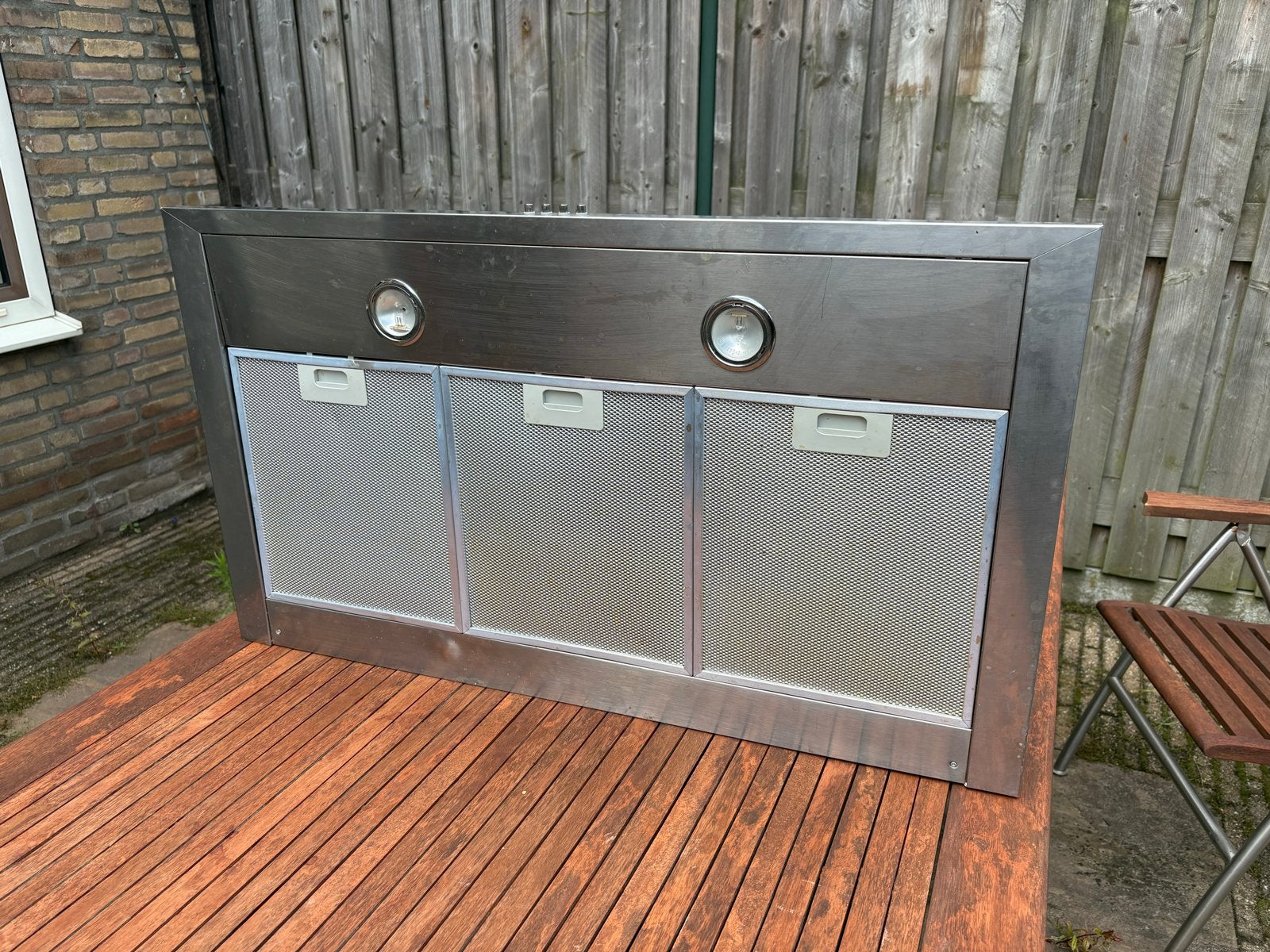 RVS Afzuigkap 90 cm - Gebruikt, Witgoed en Apparatuur, Afzuigkappen, Ophalen, Gebruikt, Wandschouwkap, Vrijstaand
