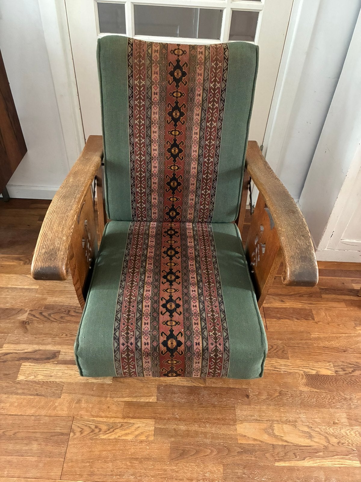Vintage Jaren '50 rokersstoel met Groene Bekleding, Ophalen