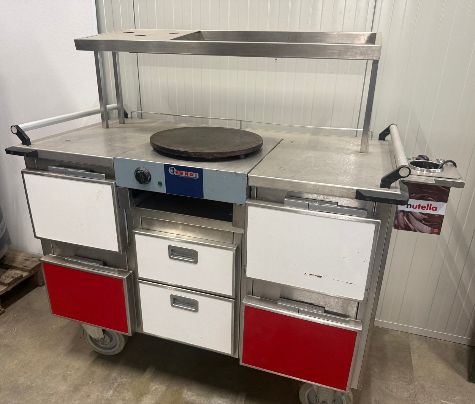 Crêpe-Trolley | RVS | 2 Bakplaten (Ø400mm)1516x675x1150(h)mm, Onbekend, Ophalen of Verzenden, Onbekend, Onbekend