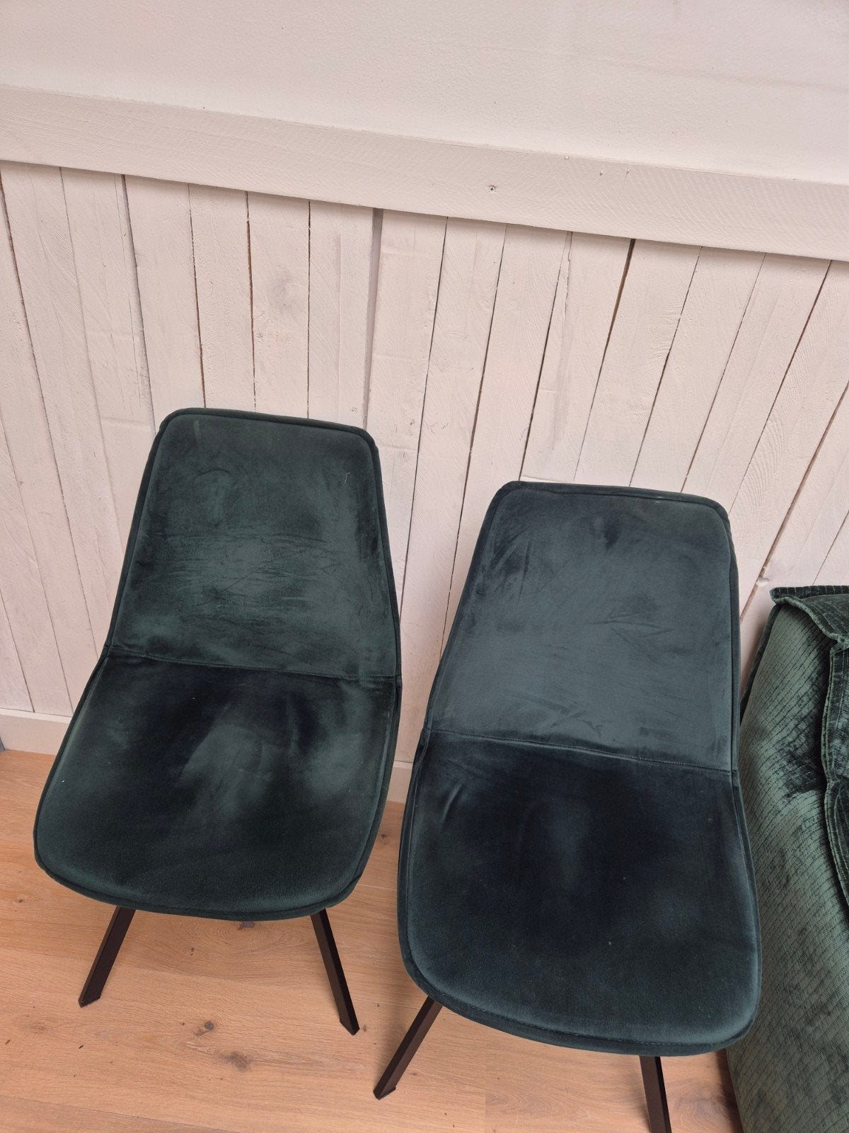 2 groene velvet stoelen, Ophalen, Zo goed als nieuw, Overige kleuren, Twee