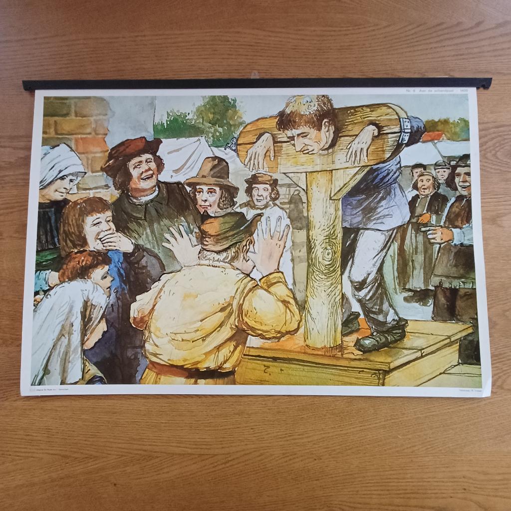 Schoolplaat Aan de schandpaal, Ophalen, Geschiedenis