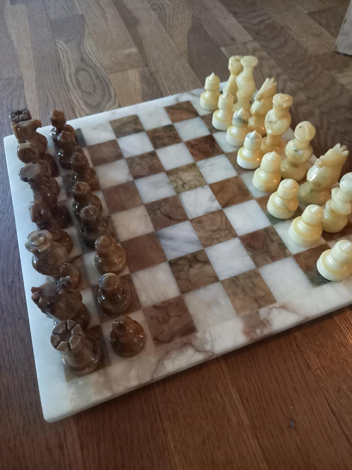 Marmeren schaakbord met stukken - Vintage 1965, Een of twee spelers, Ophalen, Gebruikt