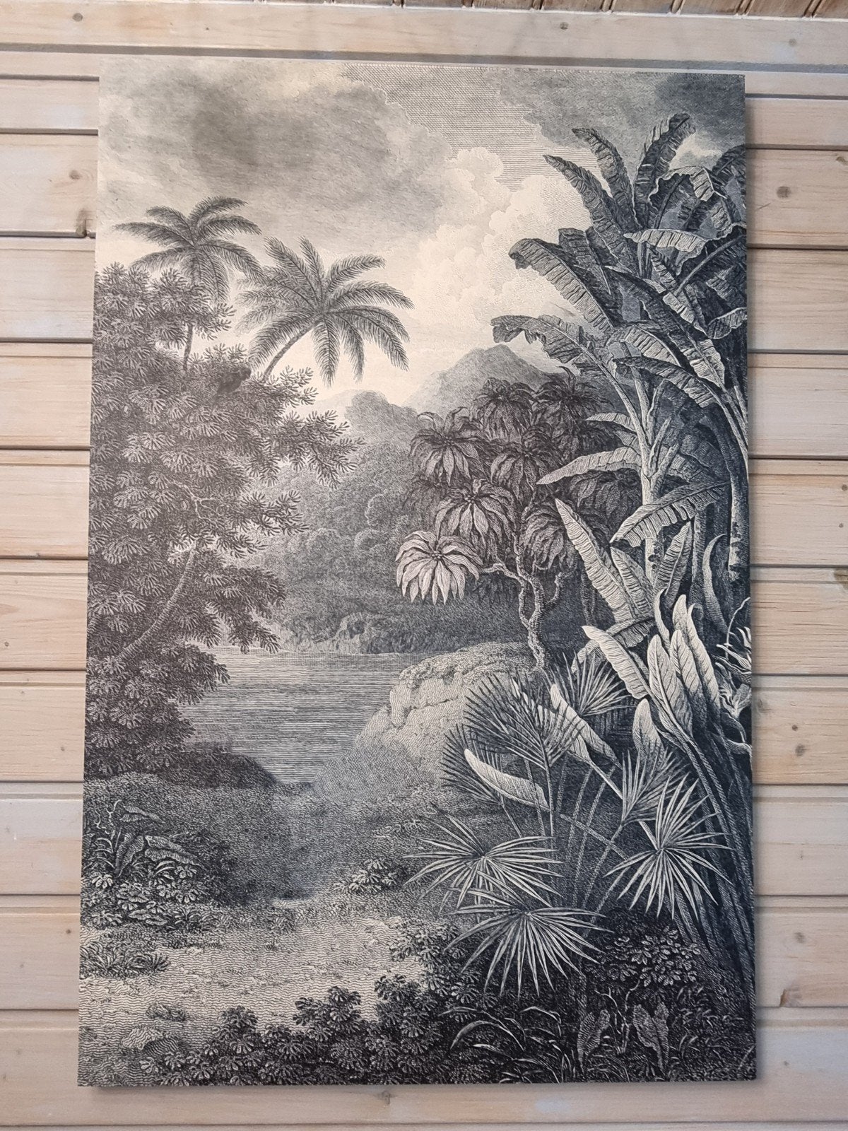 Canvas schilderij grijsgroen jungle, Ophalen, 115 cm, Nieuw, Wandbord of Wandpaneel