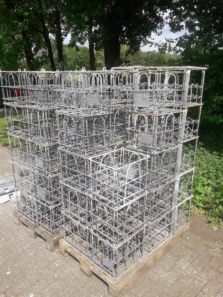 Zinken melkkrat melk kratjes wijnrek flessenrek krat, Gebruikt, Ophalen of Verzenden, Minder dan 5 flessen, Metaal