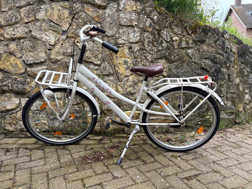 Witte meisjesfiets met voordrager - Liberty - 26 inch, Terugtraprem, Gebruikt, 50 tot 53 cm, Ophalen