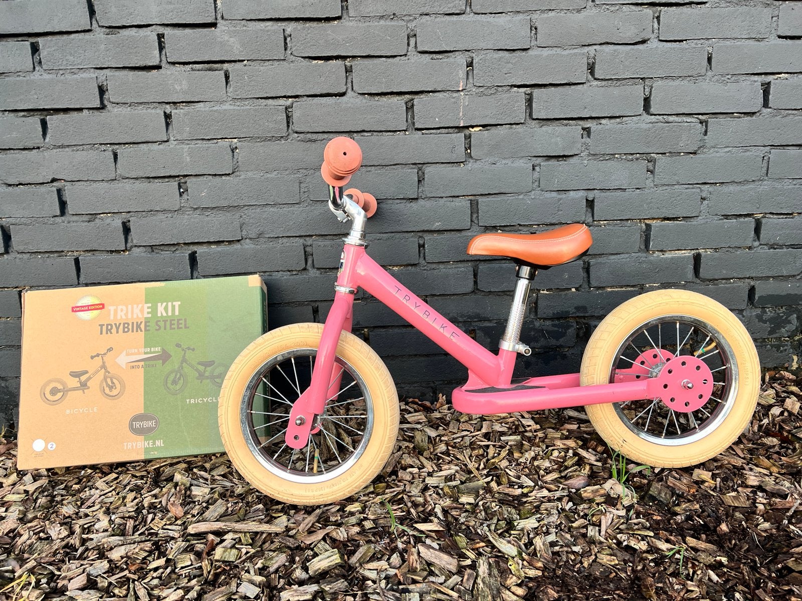 Trybike Steel 2-in-1 Loopfiets Vintage Roze, Ophalen of Verzenden, Zo goed als nieuw, Verstelbare zitting