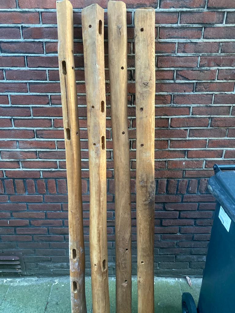 Robuuste Eiken Balken  / palen, Doe-het-zelf en Verbouw, Hout en Planken, Ophalen, Gebruikt, Eiken, 250 tot 300 cm