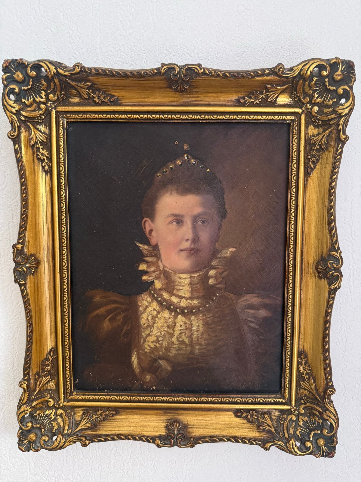 Antiek Portret Schilderij koningin Wilhelmina iGouden Lijst, Antiek en Kunst, Kunst | Schilderijen | Klassiek, Ophalen, Doek, Portret of Personen